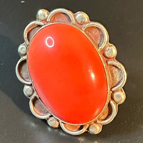 Vintage ring with pink peach stone. Size 7 - Picture 2 of 11